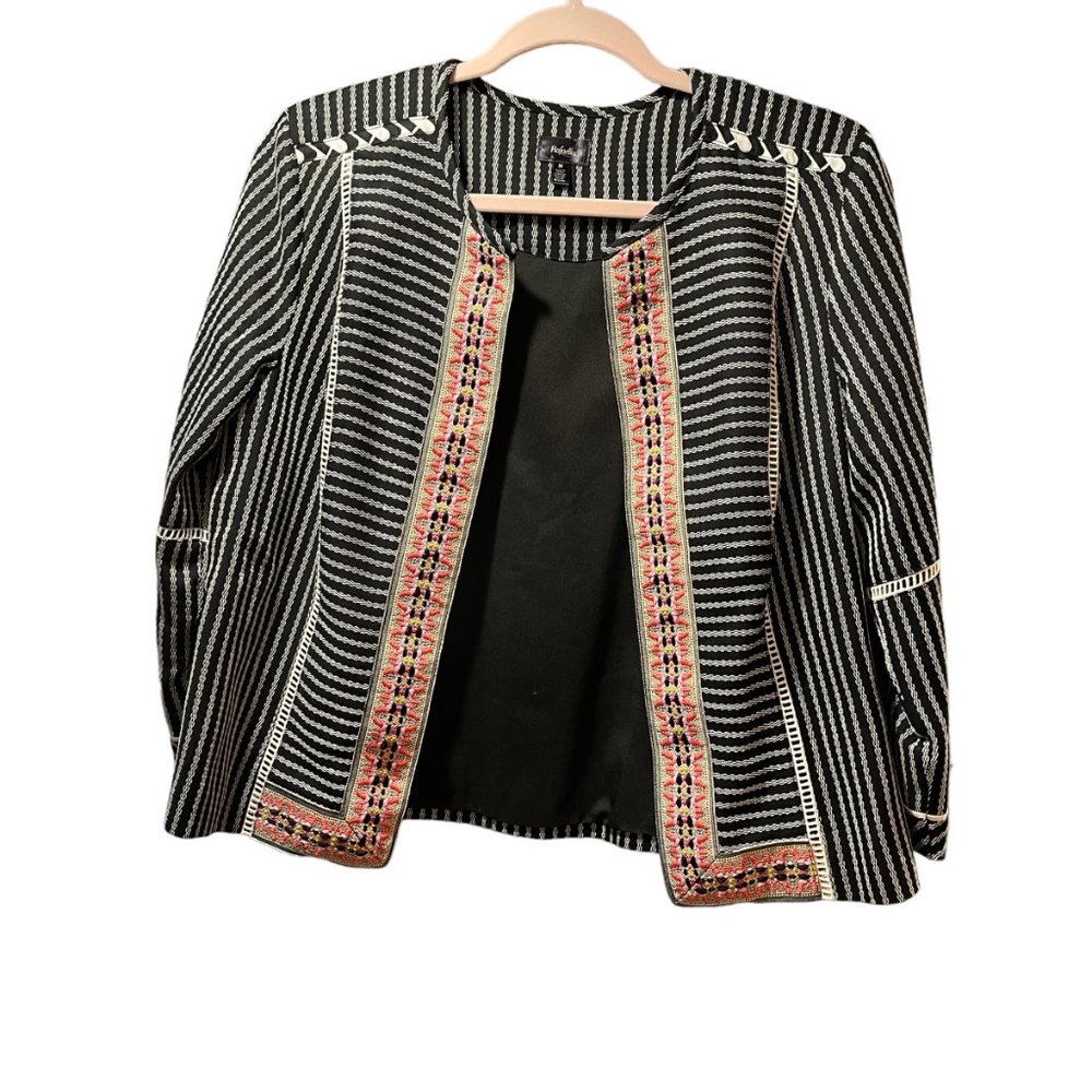 Rafaella Blazer Women Size Medium Mix Media Open Front Lightweight Preppy Causal